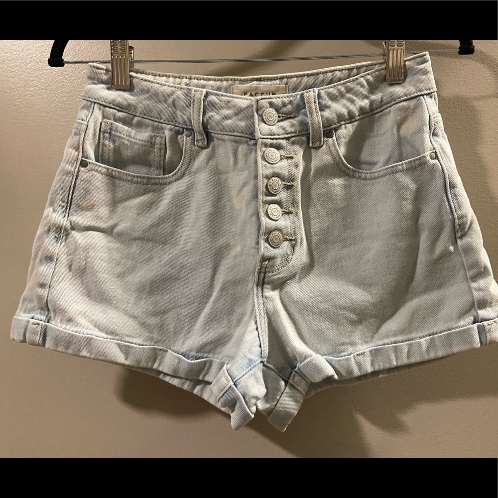 Pacsun High Waisted Mom Shorts, Light Blue Wash